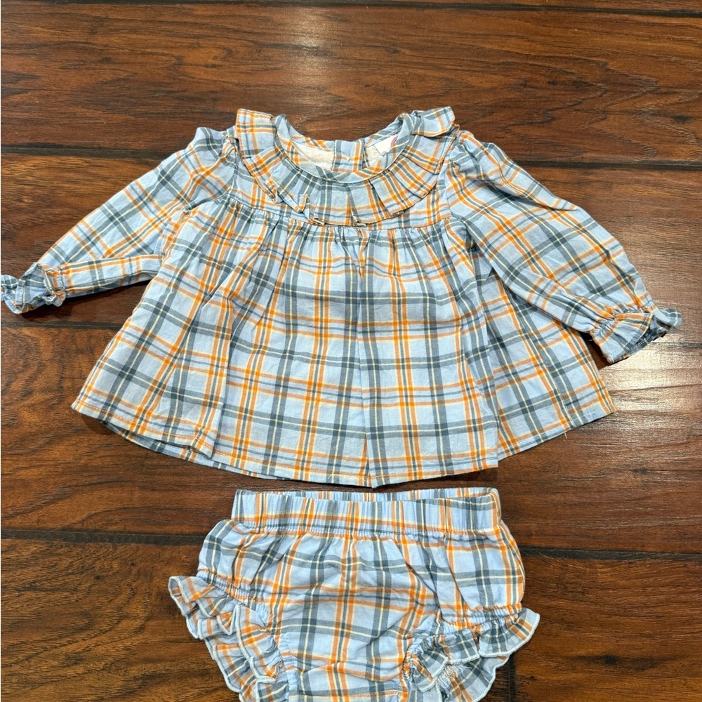 9M Southern Smocked l/s Plaid Set